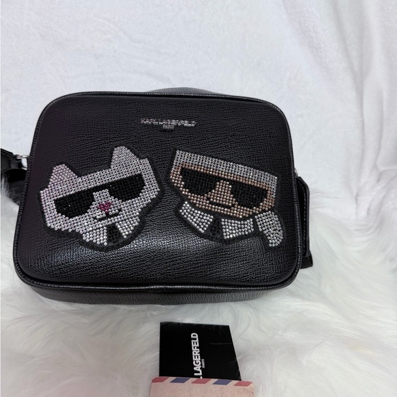 🔊‼️Karl Lagerfeld Black Bag with Cat and Sunglasses Motif - Picture 5 of 7